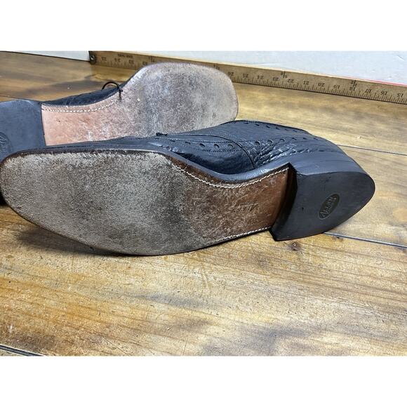 Allen Edmonds Black Nassau Ostendo Sharkskin Wingtip Derby Size 12B - Picture 10 of 10